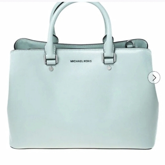 NWOT Michael Kors Benning Mint Leather Satchel W/ Wallet - Picture 1 of 16